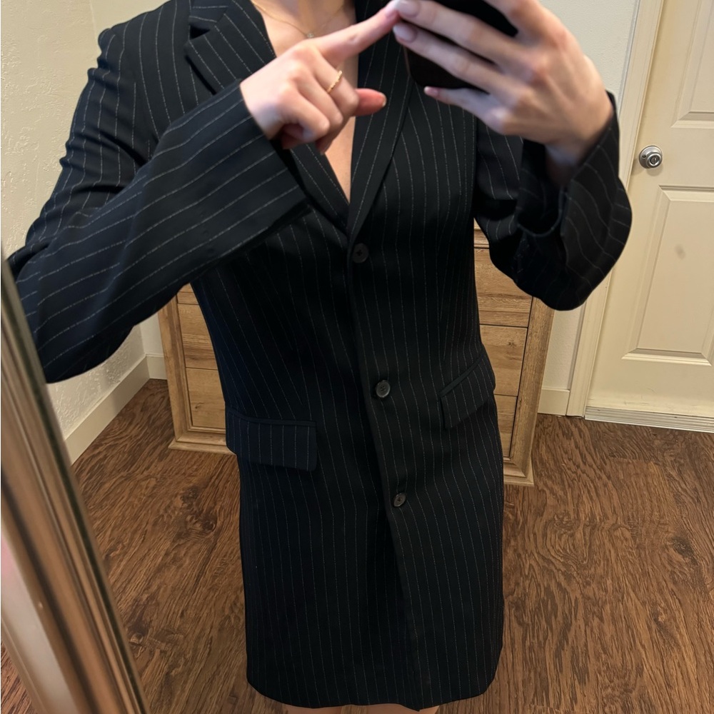 Babaton pinstripe long blazer